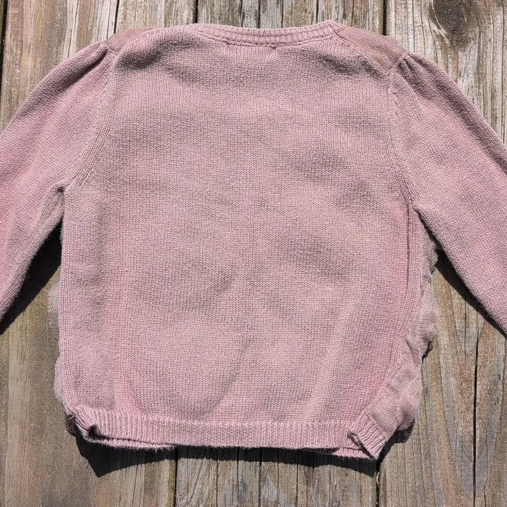 Baby Gap 18-24 Months Brown Rose Ruffle Button Front Cardigan